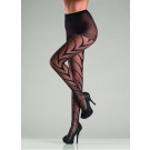 Sheer Black Pantyhose With Art Deco Lines BW731