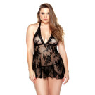 Floral Stretch Lace Chemise Matching G-String Curve P121