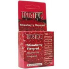 Strawberry Flavored 3 Lubricated Latex Condoms Trustex