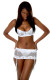 Vx Intimates Lace Bra plus Garter and G-String Set White Red Black by Vx Intimates