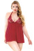 Valerie Pleated Halter Lace Cup Babydoll Matching G-String Curve P205