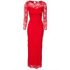 Sexy Women’s Long Sleeve Red Lace Maxi Backless Party Dress 9262 Lingerie 