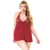 Valerie Pleated Halter Lace Cup Babydoll Matching G-String Curve P205