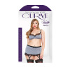 Eyelash Lace Trim Bra Set Matching Gartered Skirt G-String Set Curve P168 