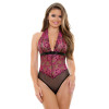 Sherry Two Tone Lace Halter Teddy Tease B224