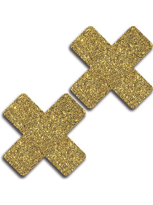 Glitter 31510 Gold Glitter Cross Pasties Lingerie