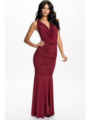 Evening Draped Dress with Open Back and Chain Decoration 9336 Lingerie