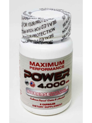 Power 4000 Dietary Man Sexual Supplement 6 Pills Bottle front