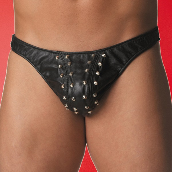 Studded Leather Thong 24-202