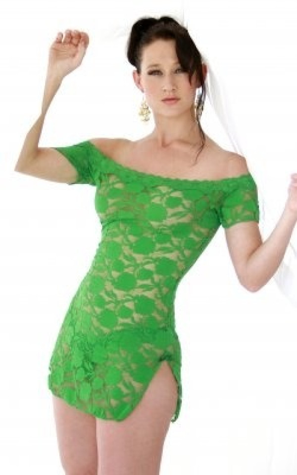 Romantic Stretch Bright Green Lace Mini Dress
