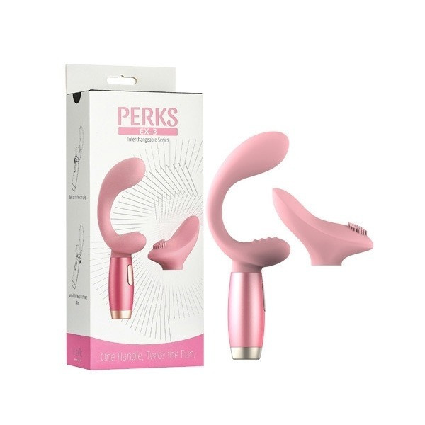Perks Ex-3 G/C Dual Vibrator Clitoral Simulator Peach Pink