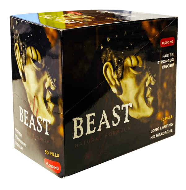 Beast 41000mg Natural Formula Male Enhancement Gold Pill Box