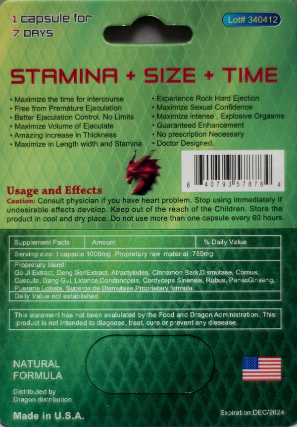 Dragon 69 Super 30000 Male Sexual Enhancer Green Pill 3D