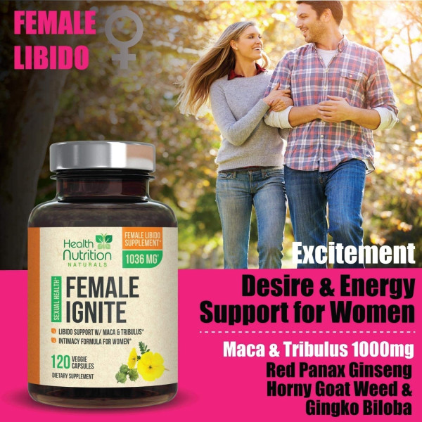 Female Libido Supplement Maca Tribulus Horny Goat Weed Desire Energy Support 120ct