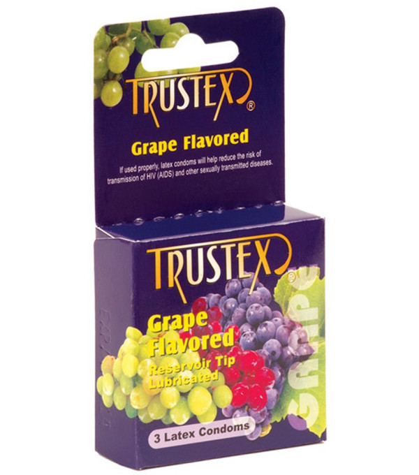 Grape Flavored 3 Lubricated Latex Condoms Trustex
