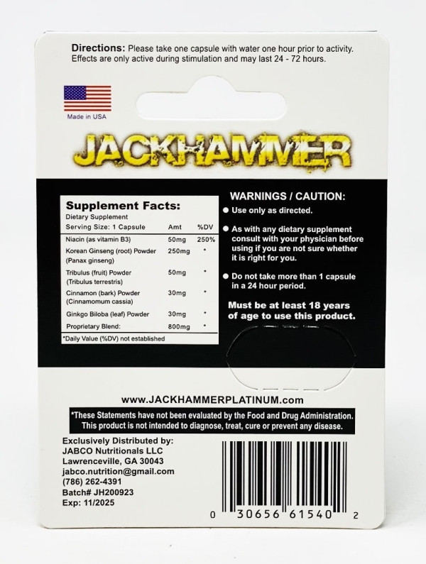 Jackhammer Platinum Sexual Male Enhancement