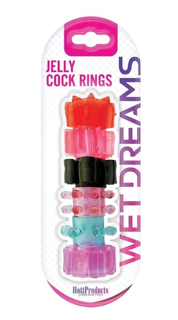 Pleasure Stars Wet Dreams Jelly Cock Rings 6 Pack