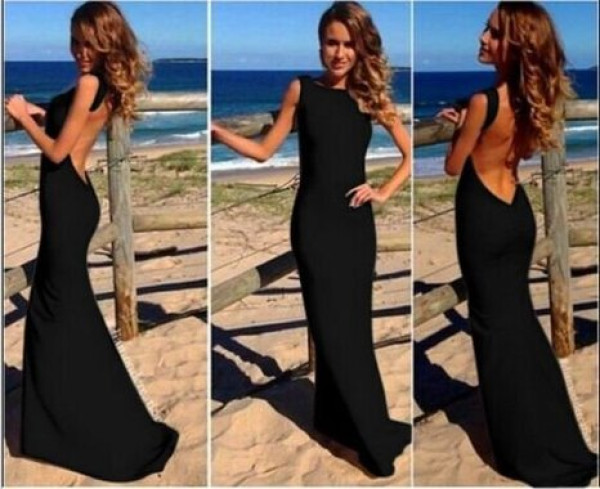 Women Long Sexy Backless Bodycon Sleeveless Evening Cocktail Prom Party Dress