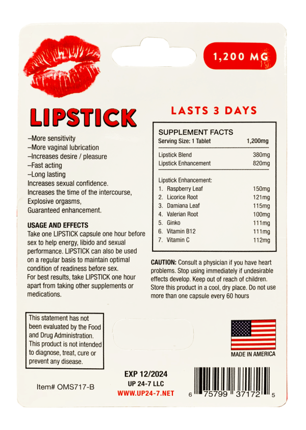 Lipstick 1200 mg Female Sexual Enhancement Red Pill Back
