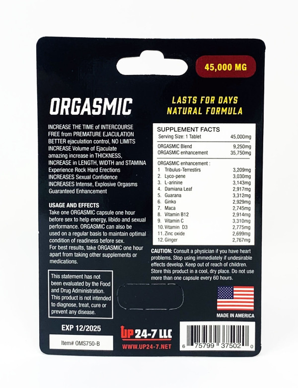 Orgasmic 45000mg Natural Formula Male Sexual Enhancement