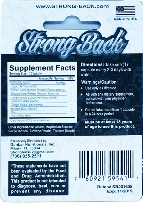 Strong Back Male Enhancement Pill