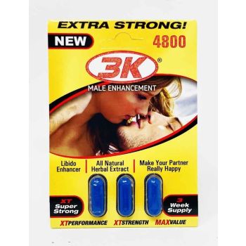 3 KO Blue New 4800 3 Pills Herbal Male Enhancement front