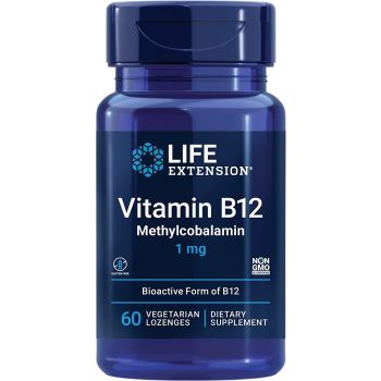 Vitamin B12 Methylcobalamin 1mg 60 Vegetarian Lozenges Life Extension bottle