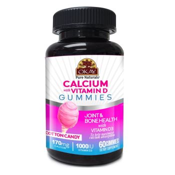 OKAY Calcium Vitamin D Gummies 60 Cnt Cotton Candy Flavor