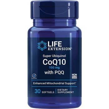 Super Ubiquinol CoQ10 100mg with PQQ 30 Softgels Life Extension bottle
