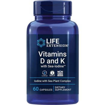 Arterial Health Vitamins D and K Sea Iodine 60 Caps Life Extension bottle