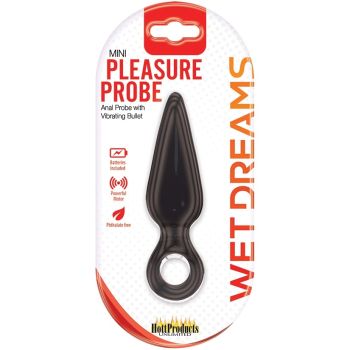 Mini Pleasure Probe Vibrating 1 Speed Black Wet Dreams