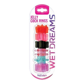 Pleasure Stars Wet Dreams Jelly Cock Rings 6 Pack