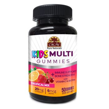 OKAY Kid's Multi Gummies 50 Count Tropical Mix Flavor bottle
