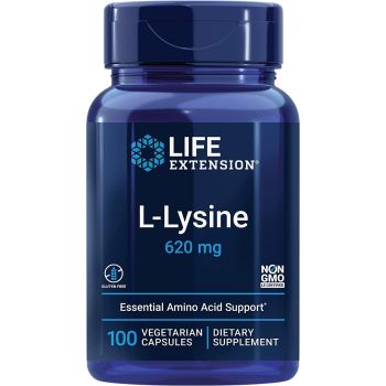 L Lysine 620mg Nitrogen Balance 100 Vegetarian Caps Life Extension bottle