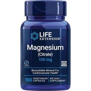 Magnesium Citrate 100mg Cardiovascular Health 100 Caps Life Extension bottle