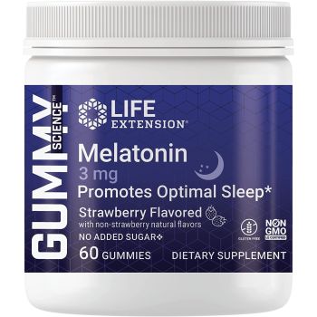 Melatonin 3mg Strawberry Flavor 60 Gummies Sugar Free Life Extension bottle