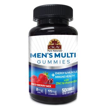 OKAY Men's Multi Gummies 50 Count Red Berry Mix Flavor bottle