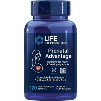 Prenatal Advantage 120 Softgels Multivitamin Folic Acid Life Extension bottle