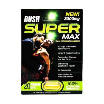 Rush Super Max 3000mg sexual performance enhancement supplement for men and women.