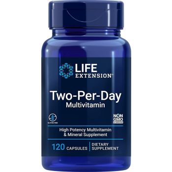 Two-Per-Day Multivitamin 120 Capsules Gluten Free Life Extension bottle