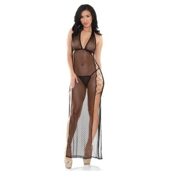 Vivica Dot Mesh Gown G-string Tease B483