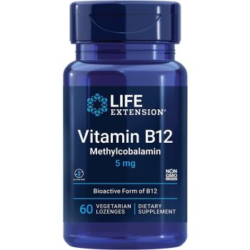 Vitamin B12 Methylcobalamin 5mg 60 Vegetarian Lozenges Life Extension bottle