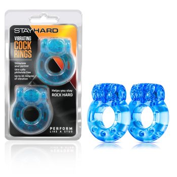 Stay Hard Vibrating Cock Rings 2 pack Blue Blush Novelties 