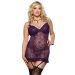 Dreamgirl 8626X Stretch Lace Garter Slip Set-Plum