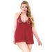 Valerie Pleated Halter Lace Cup Babydoll Matching G-String Curve P205