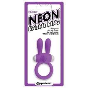 Neon Rabbit Ring Vibrating Purple Silicone Pipedream