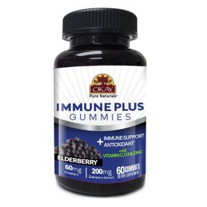 OKAY Immune Plus Gummies 60 Count Elderberry Flavor 