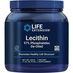 Lecithin Powder Non GMO 97% Phosphatides De-Oiled 454G Life Extension bottle