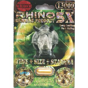 Rhino 5X 13000 Genuine Male Sexual Enhancer 1 Gold Pill