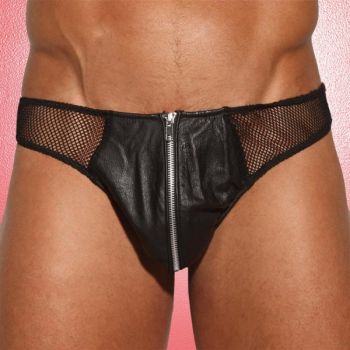 Leather Fishnet Thong 24-803